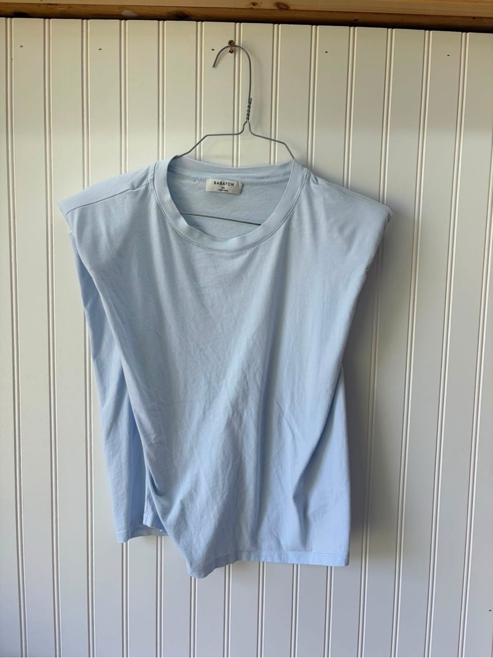 Babaton aritzia bay Blue cropped Sleeveless shoulder pad Tank